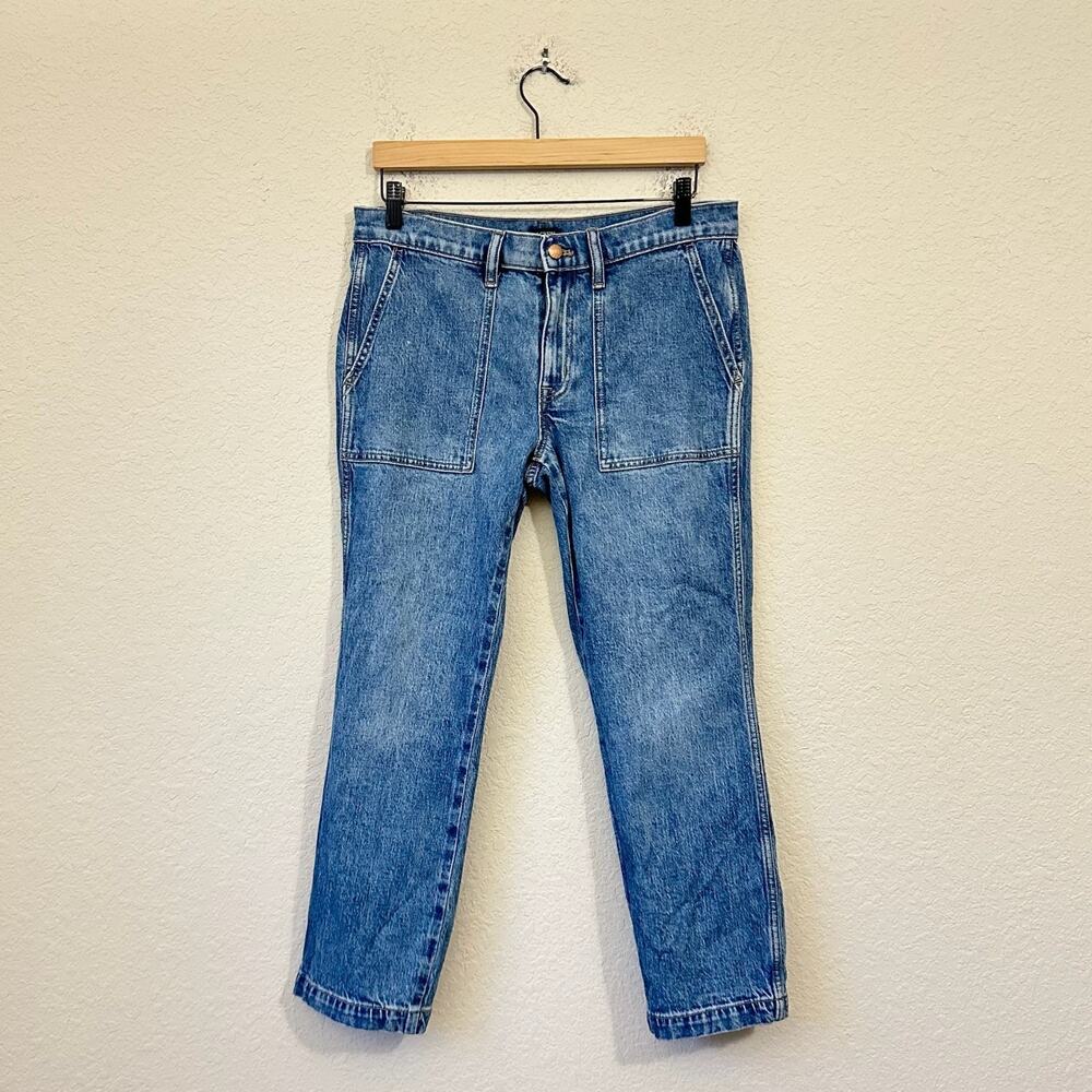 J.CREW Jeans Blue Denim Mid Rise Cropped Straight Leg Patch Pocket
